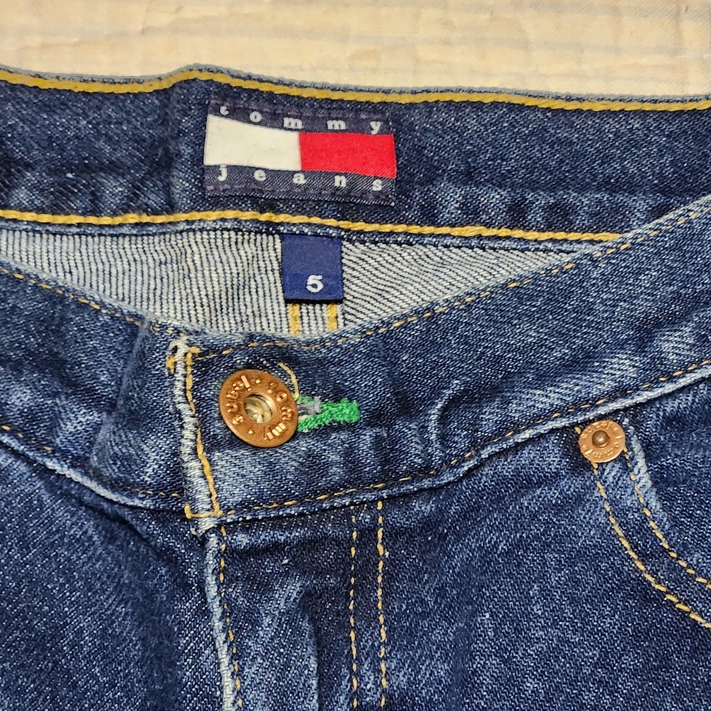 Vtg Tommy Hilfiger Jeans Sz 5 Split Flare Bell Bottom Medium Wash Mid Rise Y2K - Picture 5 of 14